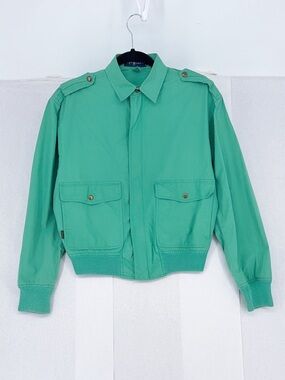 Vintage Ralph Lauren women's beautiful Green Lightweight cotton Bomber Jacket 6